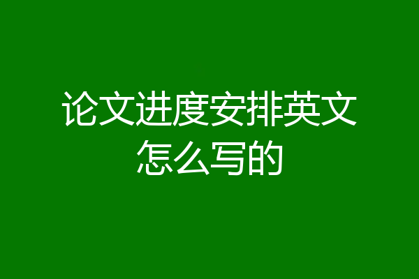 论文进度安排英文怎么写的