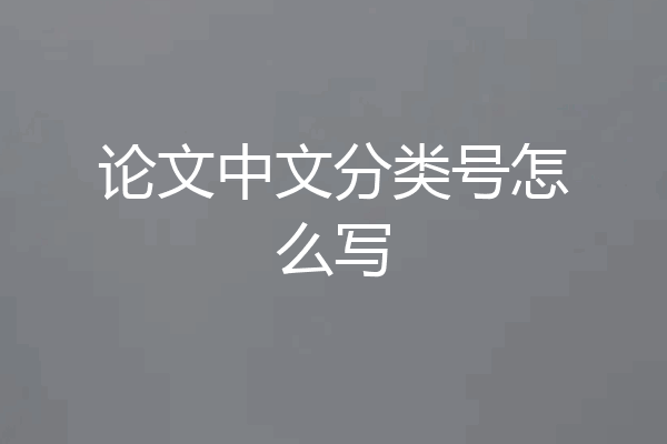 论文中文分类号怎么写