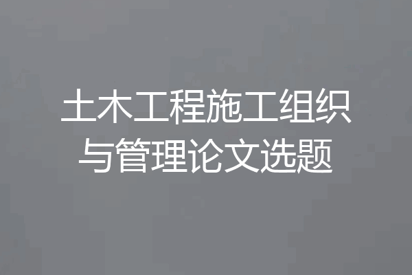土木工程施工组织与管理论文选题