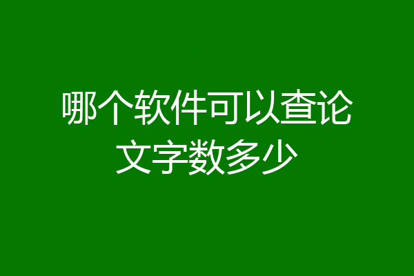 哪个软件可以查论文字数多少
