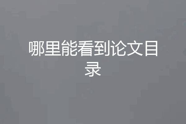 哪里能看到论文目录
