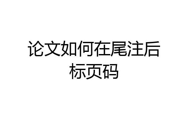 论文如何在尾注后标页码