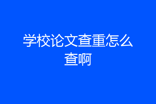 学校论文查重怎么查啊