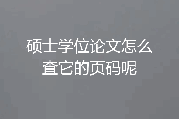 硕士学位论文怎么查它的页码呢