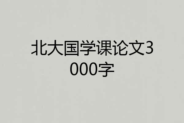 北大国学课论文3000字