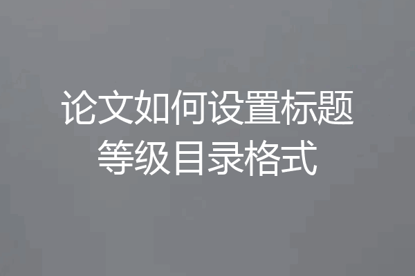 论文如何设置标题等级目录格式