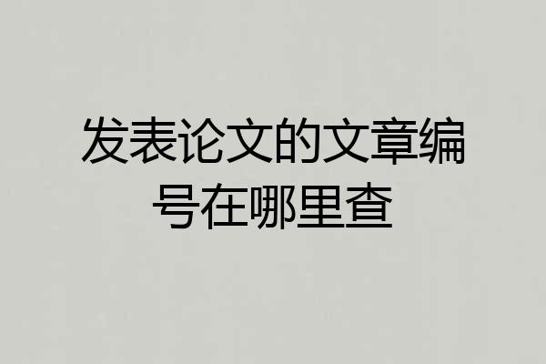 发表论文的文章编号在哪里查