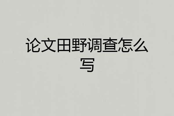 论文田野调查怎么写