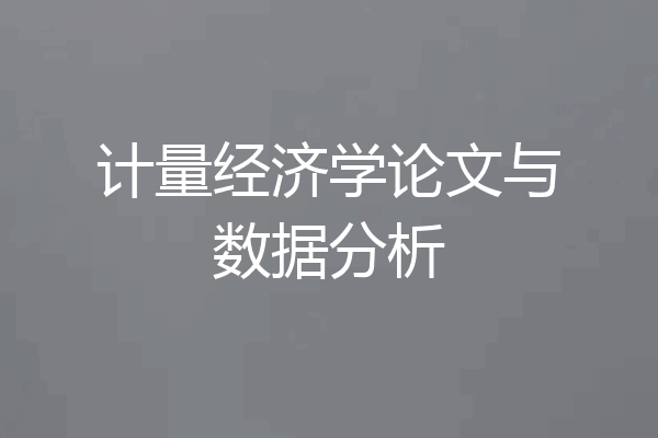 计量经济学论文与数据分析