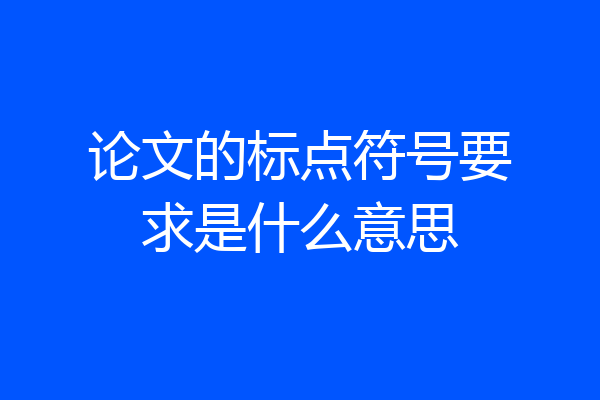 论文的标点符号要求是什么意思