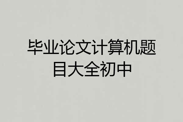 毕业论文计算机题目大全初中