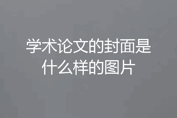 学术论文的封面是什么样的图片