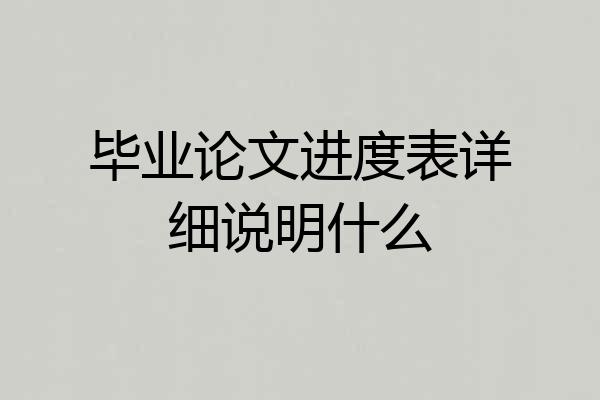 毕业论文进度表详细说明什么