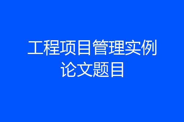 工程项目管理实例论文题目