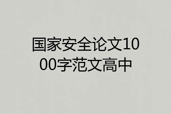 国家安全论文1000字范文高中
