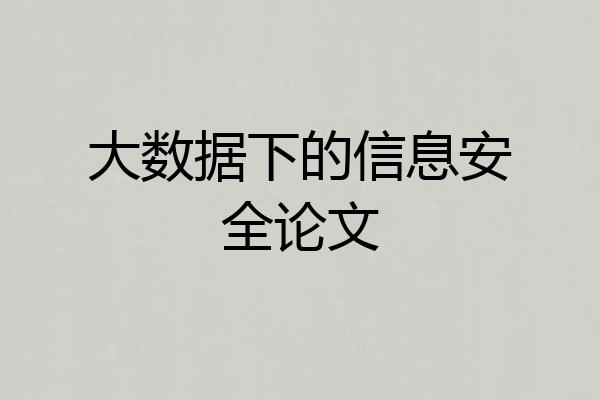 大数据下的信息安全论文