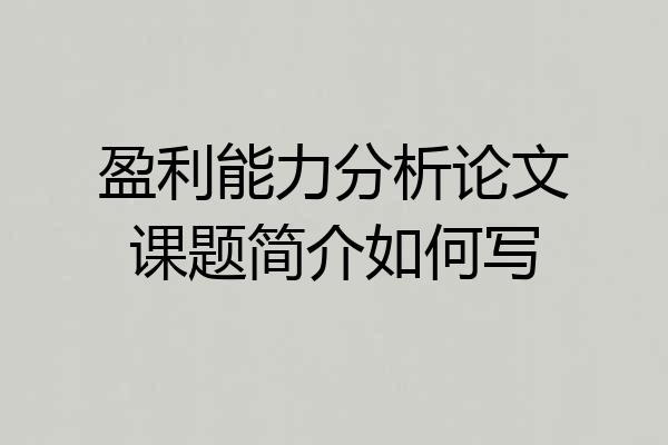 盈利能力分析论文课题简介如何写