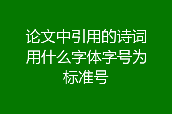 论文中引用的诗词用什么字体字号为标准号