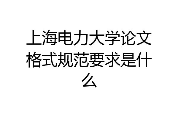 上海电力大学论文格式规范要求是什么