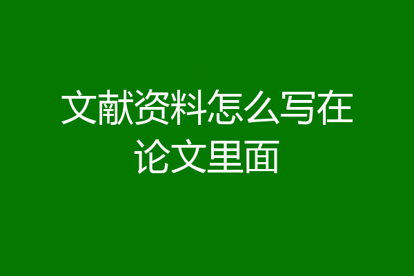 文献资料怎么写在论文里面