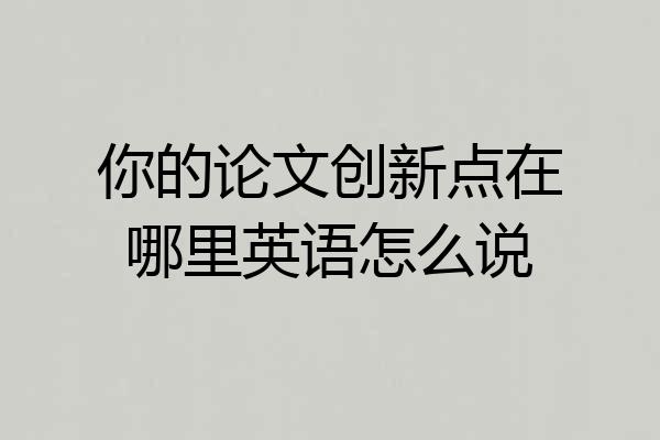 你的论文创新点在哪里英语怎么说