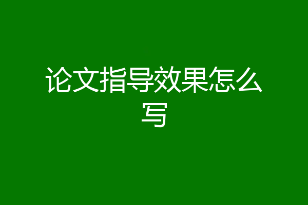 论文指导效果怎么写