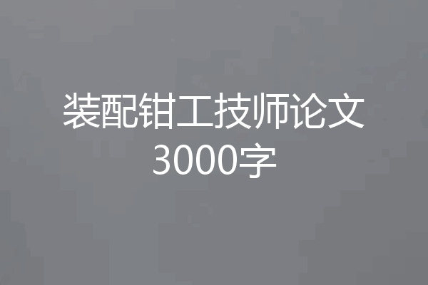 装配钳工技师论文3000字