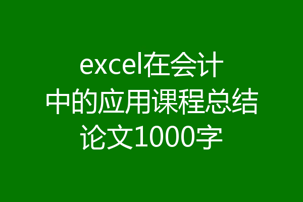 excel在会计中的应用课程总结论文1000字