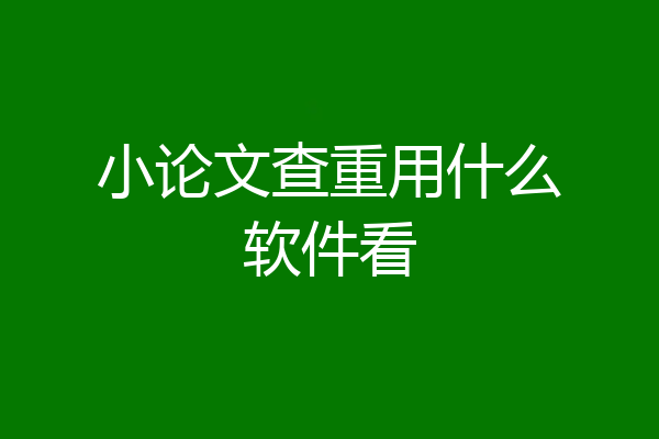 小论文查重用什么软件看
