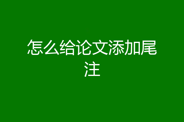 怎么给论文添加尾注
