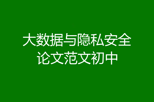 大数据与隐私安全论文范文初中