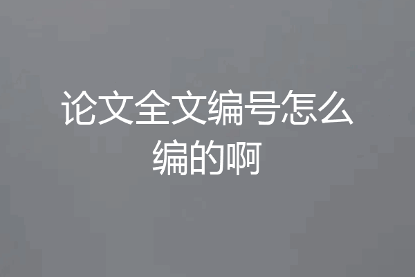 论文全文编号怎么编的啊