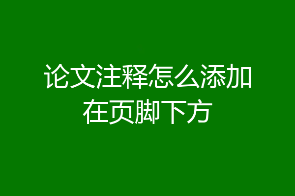 论文注释怎么添加在页脚下方