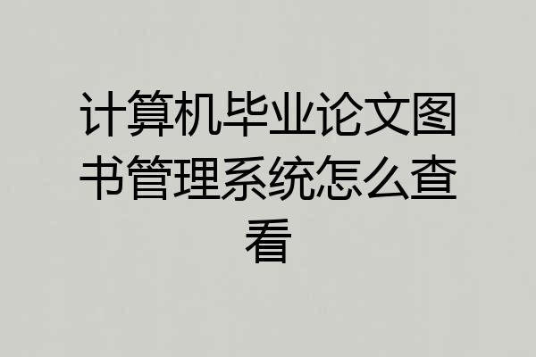 计算机毕业论文图书管理系统怎么查看