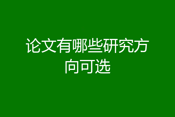 论文有哪些研究方向可选