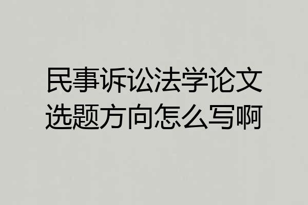民事诉讼法学论文选题方向怎么写啊