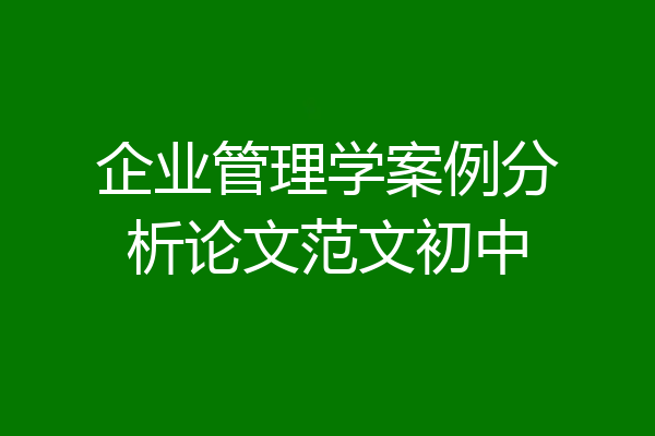 企业管理学案例分析论文范文初中