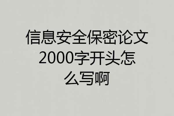 信息安全保密论文2000字开头怎么写啊