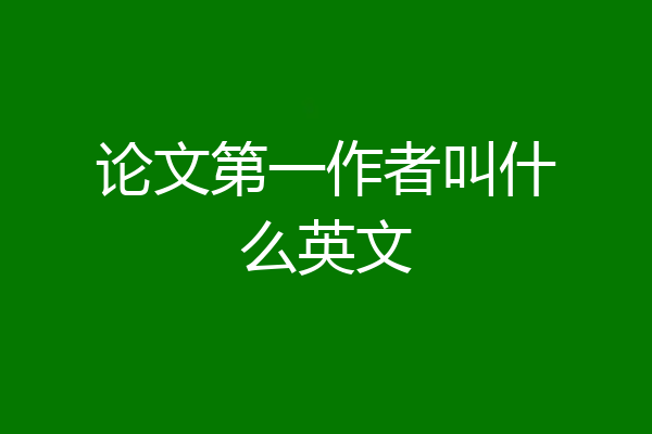 论文第一作者叫什么英文