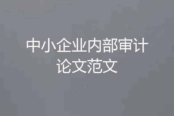 中小企业内部审计论文范文