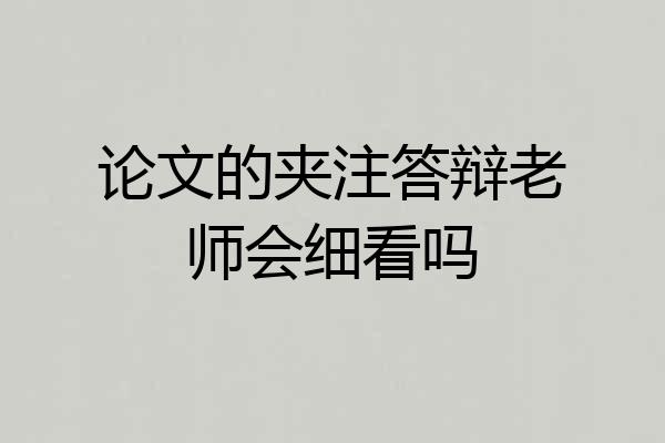 论文的夹注答辩老师会细看吗