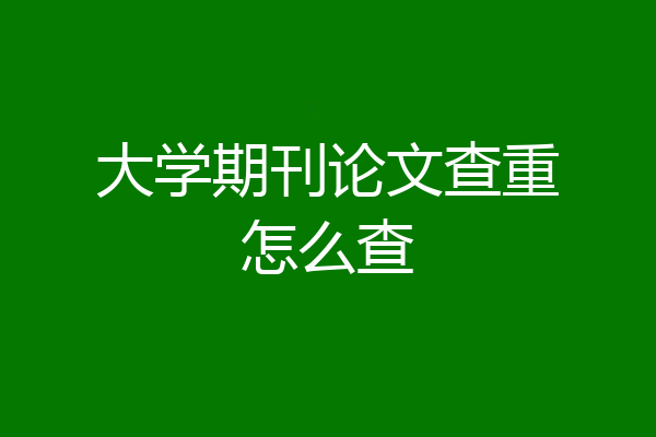 大学期刊论文查重怎么查