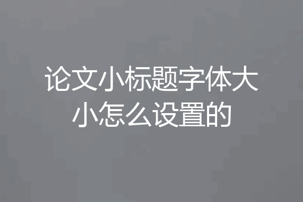 论文小标题字体大小怎么设置的