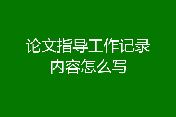 论文指导工作记录内容怎么写