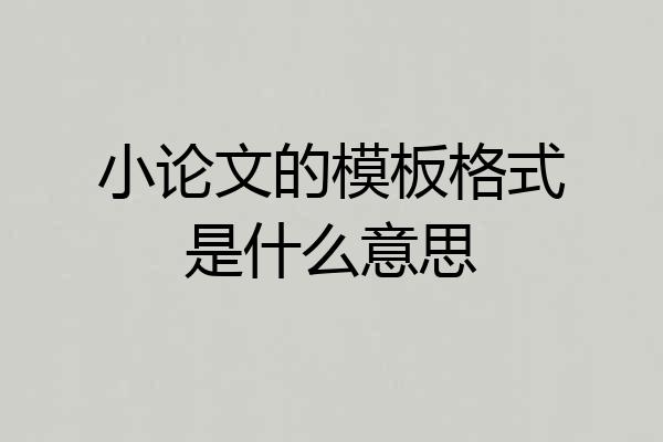 小论文的模板格式是什么意思