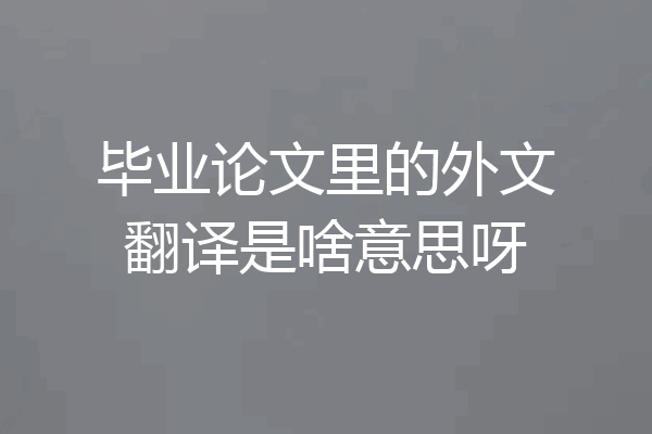 毕业论文里的外文翻译是啥意思呀