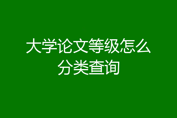 大学论文等级怎么分类查询