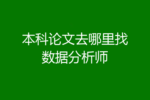 本科论文去哪里找数据分析师