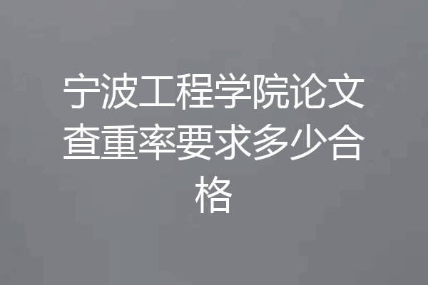 宁波工程学院论文查重率要求多少合格