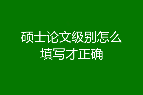 硕士论文级别怎么填写才正确